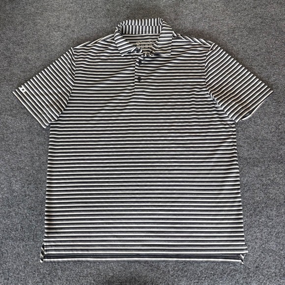 IBKUL Golf Polo Shirt Mens Large Striped Short Sleeve‎ Performance Athletic Top - Picture 1 of 8